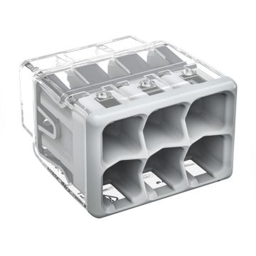 WAGO 2773-406, COMPACT PUSHWIRE? splicing connector, for solid and stranded conductors, 6-conductor, gray, 4055143927666