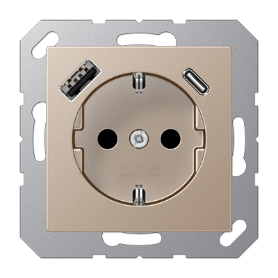 JUNG A1520-15CACH, SCHUKO socket with USB type AC, 4011377184367