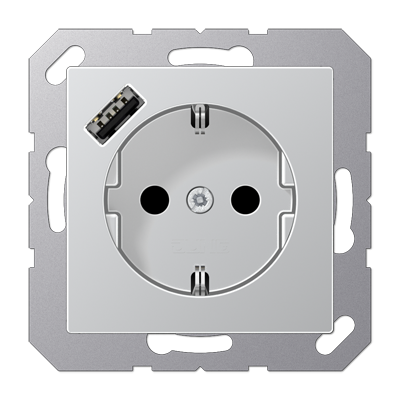JUNG A1520-18AAL, SCHUKO socket with USB type A, 4011377184190