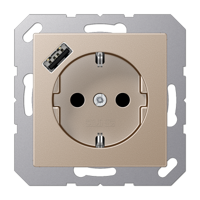 JUNG A1520-18ACH, SCHUKO socket with USB type A, 4011377184206