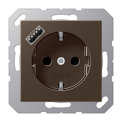 JUNG A1520-18AMO, SCHUKO socket with USB type A, 4011377184213