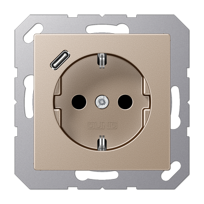 JUNG A1520-18CCH, SCHUKO socket with USB type C, 4011377184282