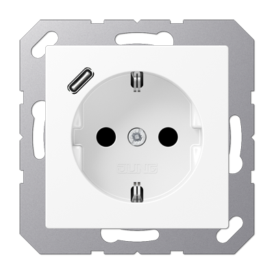 JUNG A1520-18CWWM, SCHUKO?socket with USB charger, 4011377187580