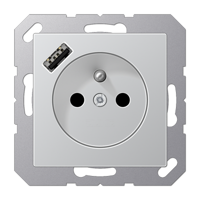 JUNG A1520F-18AAL, SCHUKO socket with USB type AC, 4011377184800