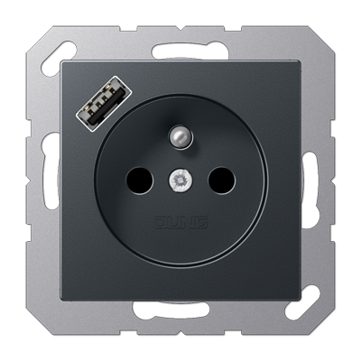 JUNG A1520F-18AANM, SCHUKO socket with USB type AC, 4011377184831