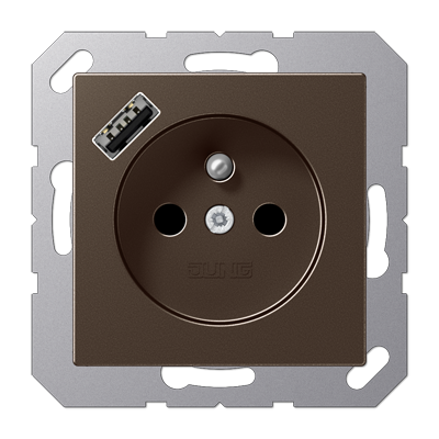 JUNG A1520F-18AMO, SCHUKO socket with USB type AC, 4011377184824