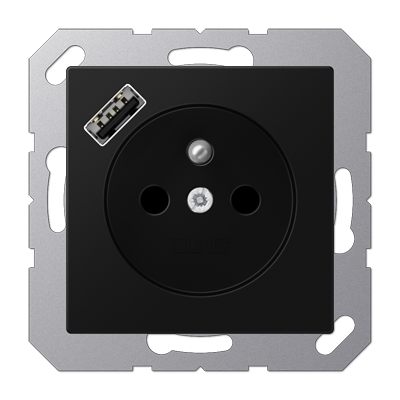 JUNG A1520F-18ASWM, SCHUKO socket with USB type AC, 4011377206236