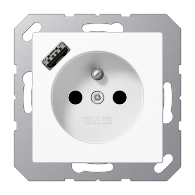 JUNG A1520F-18AWW, SCHUKO socket with USB type AC, 4011377184787