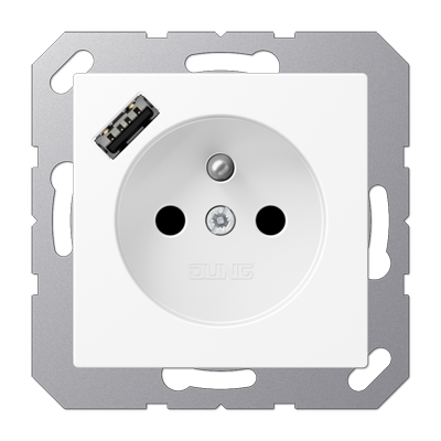 JUNG A1520F-18AWWM, SCHUKO socket with USB type AC, 4011377204782