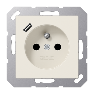 JUNG A1520F-18C, Socket fren/belg with USB type C, 4011377184848