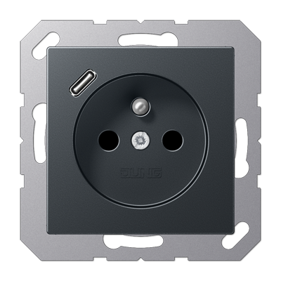 JUNG A1520F-18CANM, Socket fren/belg with USB type C, 4011377184916