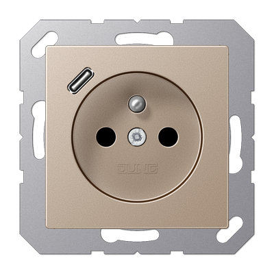 JUNG A1520F-18CCH, Socket fren/belg with USB type C, 4011377184893