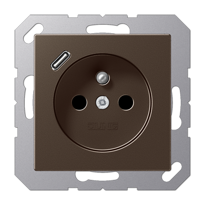 JUNG A1520F-18CMO, Socket fren/belg with USB type C, 4011377184909