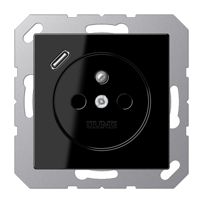 JUNG A1520F-18CSW, Socket fren/belg with USB type C, 4011377184879