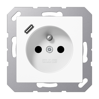 JUNG A1520F-18CWW, Socket fren/belg with USB type C, 4011377184862