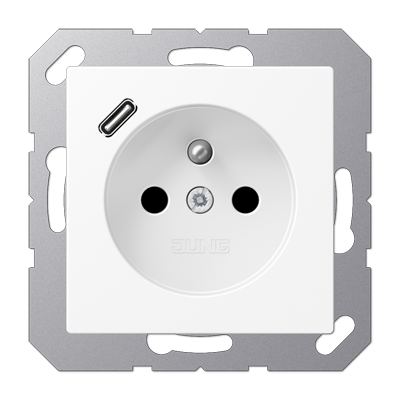 JUNG A1520F-18CWWM, Socket fren/belg with USB type C, 4011377204799