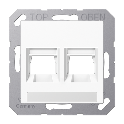 JUNG A1569-2NAPANDWW, centre plate for MJ IF f. 2 socket, 4011377206823