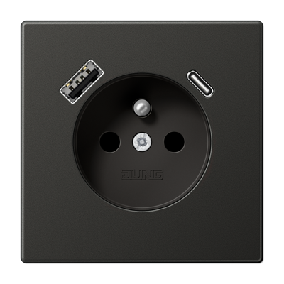 JUNG AL1520F-15CAAN, Socket fren/belg with USB type AC, 4011377214286