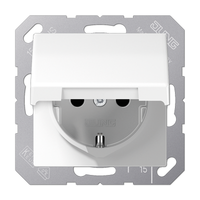JUNG AS1521KIKLWW, Schuko socket with hinged lid, 4011377074590