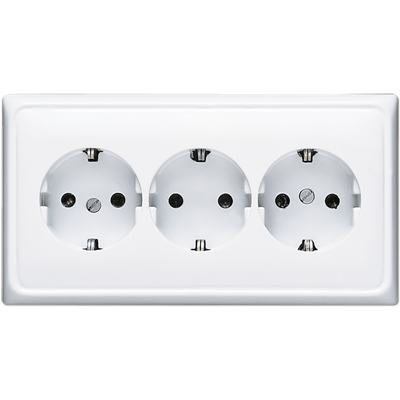 JUNG CD523WW, 3-gang SCHUKO- socket, 4011377620704