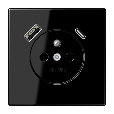 JUNG LS1520F-15CASW, Socket fren/belg with USB type AC, 4011377185289