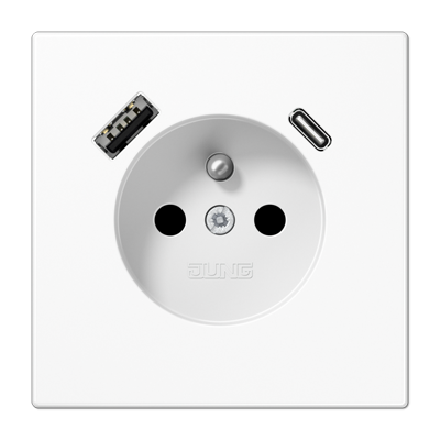 JUNG LS1520F-15CAWW, Socket fren/belg with USB type AC, 4011377185265
