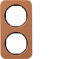 Berker 10122364, R.1 Rahmen Leather brown /black 2gang, 4011334412991