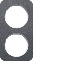 Berker 10122389, R.1 Rahmen Slate/polarwhite 2gang, 4011334412786