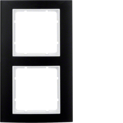 Berker 10123025, B.3 Frame 2g Alum Black/Polar White Matt, 4011334384663