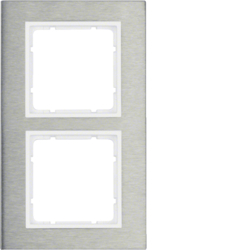 Berker 10123609, B.7 Frame 2g Brush S/Steel/Polar White, 4011334383284