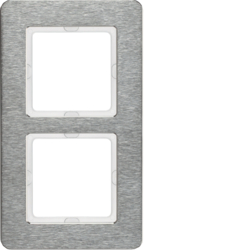 Berker 10126083, Frame 2gang, stainless Steel brush vert, 4011334460770