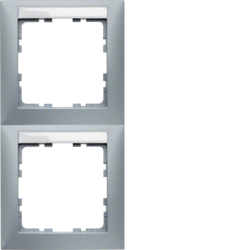 Berker 10129959, S.1 Frame 2-gang Alum with Label Field, 4011334360551