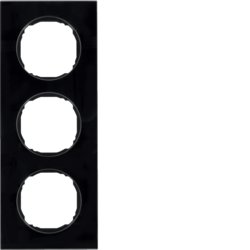 Berker 10132616, Frame 3gang, flat, R.8, glass black, 4011334502746