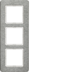 Berker 10136083, Frame 3gang, stainless Steel brush vert, 4011334460787