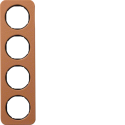 Berker 10142364, R.1 Rahmen Leather brown /black 4gang, 4011334413035
