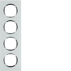Berker 10142609, Frame 4gang, flat, R.8, glass pw, 4011334502784