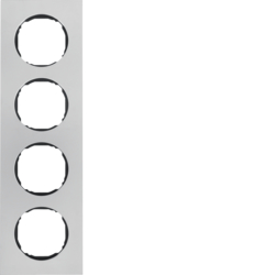 Berker 10142614, Frame 4gang, flat, R.8, stainless steel, 4011334502791