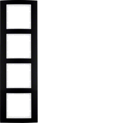 Berker 10143025, B.3 Frame 4g Alum Black/Polar White Matt, 4011334384687