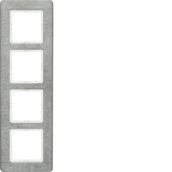 Berker 10146083, Frame 4gang, stainless Steel brush vert, 4011334460794