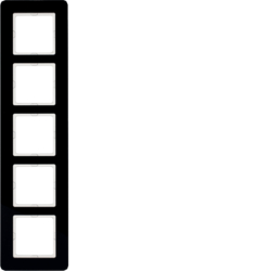 Berker 10156076, Frame 5gang, Q.7 glass black, 4011334449973