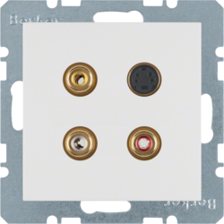 Berker 3315321909, 3 x cinch / S-Video socket - S/B PW, 4011334330028