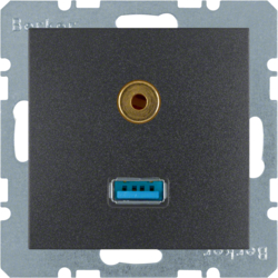 Berker 3315391606, USB/3.5mm audio soc out B.3/B.7 ant matt, 4011334330158