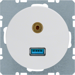 Berker 3315392089, USB/3.5mm audio soc out R.1/R.3 p white, 4011334367215