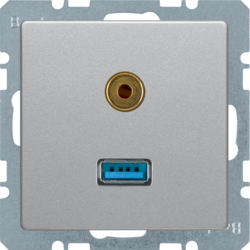 Berker 3315396084, USB/3.5mm audio socket outlet Q.1 alu, 4011334443759