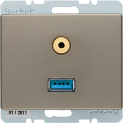 Berker 3315399011, USB/3.5mm audio soc out light bronze, 4011334330240