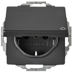 Berker 47446086, SCHUKO so w hinged cover EHCP Q.x anthra, 4011334380412