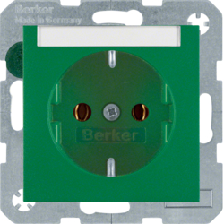 Berker 47501903, B.1 SCHUKO-STECKDOSE GR?N MIT ZENTRALST.., 4011334224471