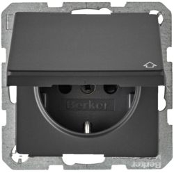 Berker 47516086, SCHUKO so hinged cover EHCP Q.x anthra., 4011334380504