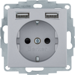 Berker 48031404, SKO socket outlet/USB A-A, B.x, alu matt, 4011334510505