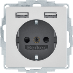 Berker 48036084, SKO socket outlet/USB A-A, Q.x, alu, 4011334510536